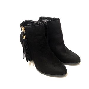 Black Suede booties with tassel zip size 8